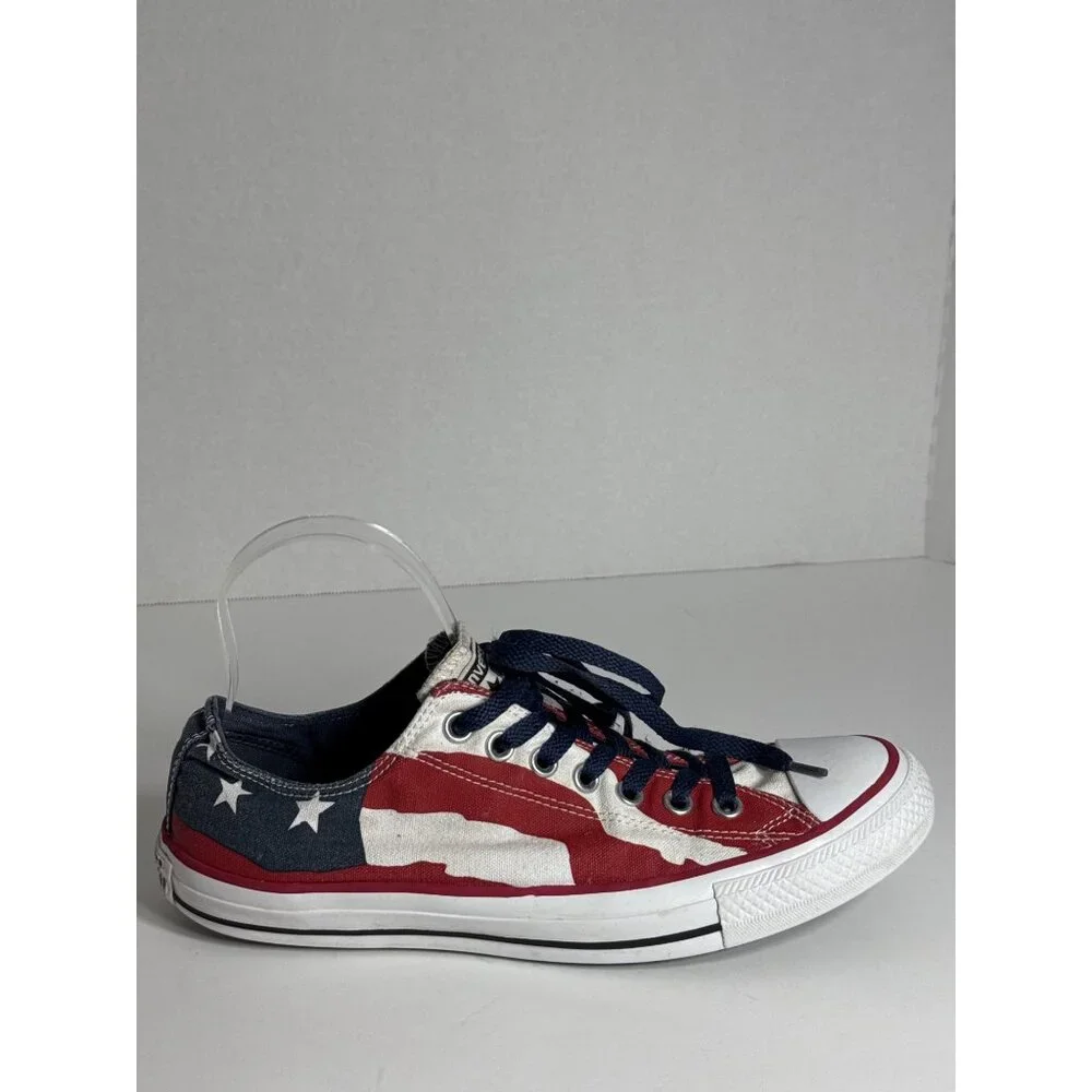 Converse All Star Low Top Sneakers American Flag Print Canvas Size 8.5 Mens - Picture 9 of 16